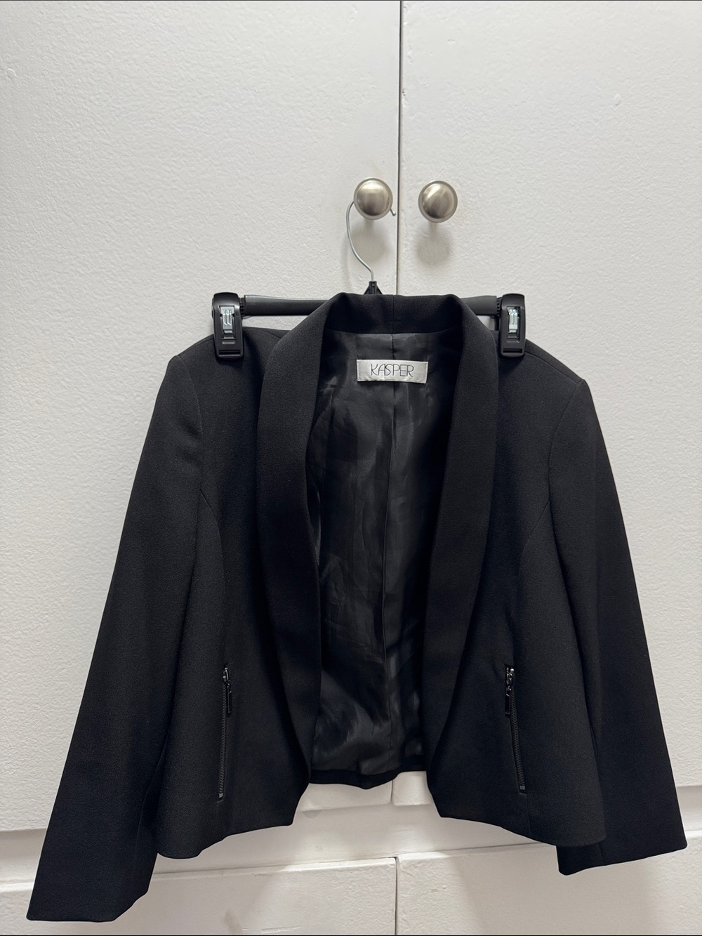 Kasper Black Cropped Open-Front Blazer Jacket